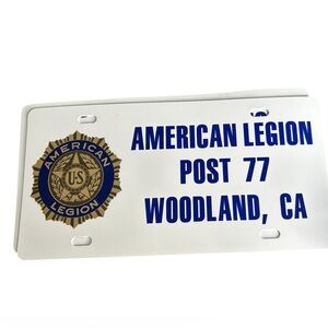 🇺🇸 American Legion Post 77 Woodland CA – Plastic License Plate Covers (Set of 2)